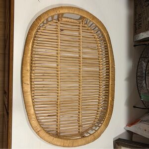 Vintage Mid Century Modern Oval Rattan Serving Tray Decor